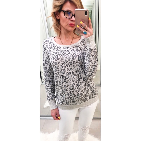 Joie Tops - Joie Annora Sweatshirt Leopard Print
